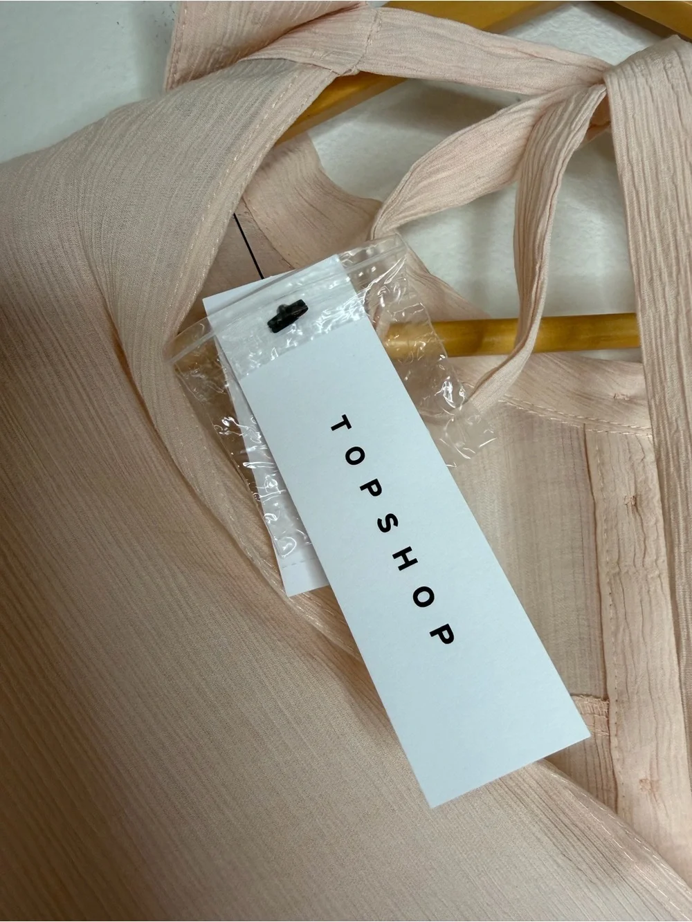 New Topshop Tie Back Oversized Shirt Blush Pink Size 4